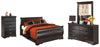 Cama Queen tipo trineo Huey Vineyard con tocador, espejo y cómoda