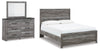 Cama Queen Bronyan con paneles, tocador y espejo