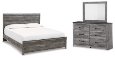 Cama King Bronyan con paneles, tocador y espejo