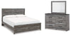 Cama King Bronyan con paneles, tocador y espejo