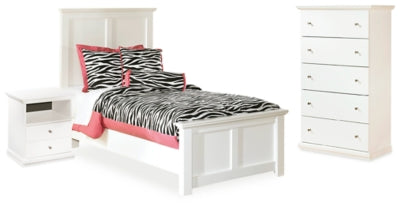 Cama individual con paneles, cómoda y mesita de noche Bostwick Shoals