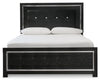 Cama tapizada tamaño queen Kaydell, tocador, espejo y mesita de noche