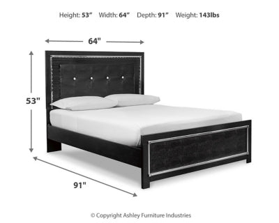 Cama tamaño queen Kaydell con paneles, tocador, espejo, cómoda y mesita de noche