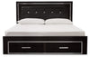Cama Kaydell King con almacenaje, tocador, espejo y mesita de noche