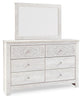 Cama Paxberry King con paneles, tocador y espejo