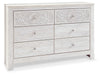 Cama Queen con paneles, cómoda y arcón Paxberry