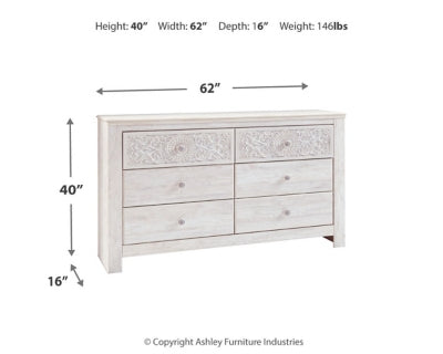 Cama Queen con paneles y cómoda Paxberry