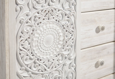 Cama King con paneles, cómoda y mesita de noche Paxberry