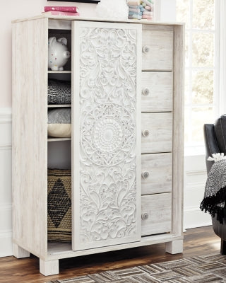 Cama King con paneles, cómoda y mesita de noche Paxberry