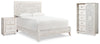 Cama Queen con paneles, cómoda y mesita de noche Paxberry