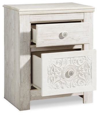 Cama King con paneles, cómoda y mesita de noche Paxberry