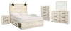 Cama Queen Cambeck con almacenamiento, tocador, espejo, cómoda y dos mesitas de noche