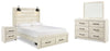 Cama Queen Cambeck con almacenamiento, tocador, espejo y mesita de noche