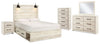 Cama Queen Cambeck con espacio de almacenamiento, tocador, espejo, cómoda y mesita de noche