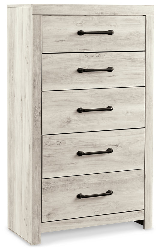 Cama King Cambeck con almacenamiento, tocador, espejo, cómoda y dos mesitas de noche
