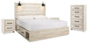 Cama King Cambeck con paneles, espacio de almacenamiento, cómoda y dos mesitas de noche