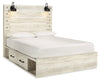 Cama Queen Cambeck con paneles, espacio de almacenamiento, cómoda y mesita de noche
