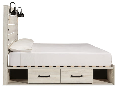Cama King Cambeck con espacio de almacenamiento, tocador, espejo, cómoda y dos mesitas de noche