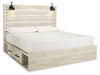 Cama King Cambeck con paneles, espacio de almacenamiento y dos mesitas de noche