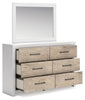 Cama Queen Charbitt con paneles, tocador, espejo y mesita de noche