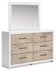 Cama Queen Charbitt con paneles, tocador, espejo y mesita de noche