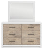 Cama Queen Charbitt con paneles, tocador, espejo y mesita de noche