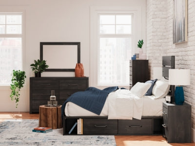 Cama doble con paneles y almacenamiento Hollivern