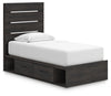 Cama doble con paneles y almacenamiento Hollivern