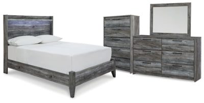 Cama Baystorm con paneles completos, tocador, espejo y cómoda