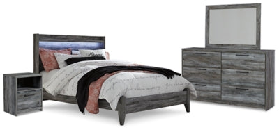 Cama Queen con paneles Baystorm, tocador, espejo y mesita de noche