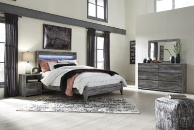 Cama Queen con paneles Baystorm, tocador, espejo y mesita de noche