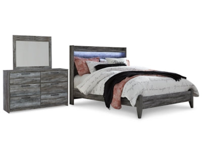 Cama Queen con paneles, tocador y espejo Baystorm