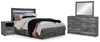 Cama Queen Baystorm con dos compartimentos laterales, tocador, espejo y mesita de noche