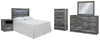 Cabecero de cama Baystorm con paneles completos. Cómoda, espejo, cómoda y mesita de noche.