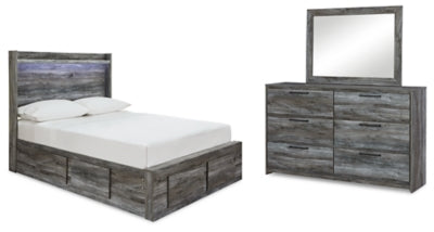Cama con almacenamiento, tocador y espejo Baystorm