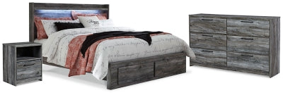 Cama King con almacenamiento, tocador y mesita de noche Baystorm