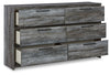 Cama individual con paneles, cómoda y mesita de noche Baystorm