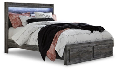 Cama Queen con almacenaje, tocador, espejo y cómoda Baystorm