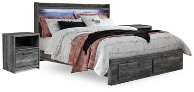 Cama King con almacenamiento y dos mesitas de noche Baystorm