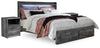 Cama King con almacenamiento y dos mesitas de noche Baystorm