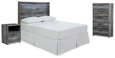Cabecera, cómoda y mesita de noche de panel completo Baystorm