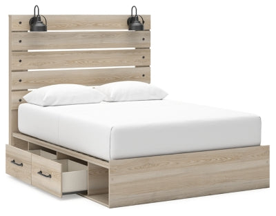 Cama Senbry Queen con paneles y almacenamiento