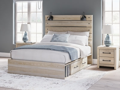 Cama Senbry Queen con paneles y almacenamiento
