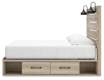 Cama Senbry King con paneles y almacenamiento