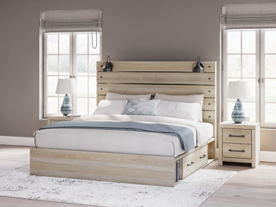 Cama Senbry King con paneles y almacenamiento