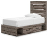 Cama individual con paneles y almacenamiento Graystorm