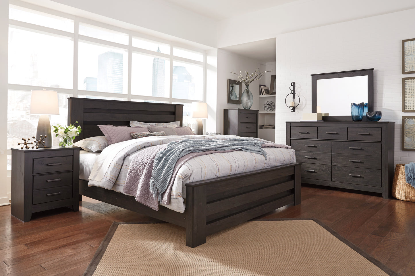 Cama King con paneles Brinxton