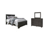 Cama Queen con paneles, tocador y espejo Brinxton