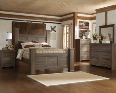 Cama con dosel Juararo Queen, tocador, espejo, cómoda y dos mesitas de noche