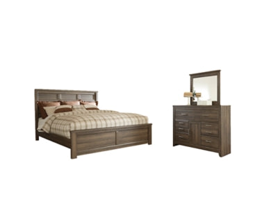 Cama Queen con paneles, tocador y espejo Juararo